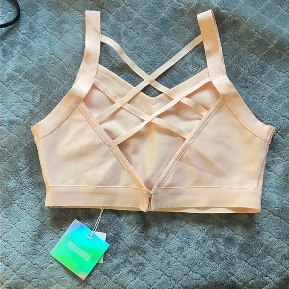 Missguided Peach Bandage Crop Top - Picture 2 of 2